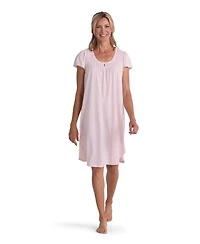Miss Elaine Women's Short-Sleeve Solid Short Nightgown