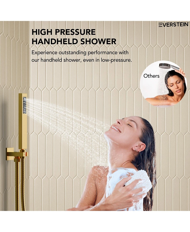 Everstrein Wall Mounted 10" Shower System Bathtub Set High Pressure Rain Shower Head