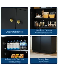 gaomon Kitchen Pantry Storage Cabinet, 67 Inch Tall Food with Adjustable Shelves and Anti-Tip Design, Large Hutch Cabinet
