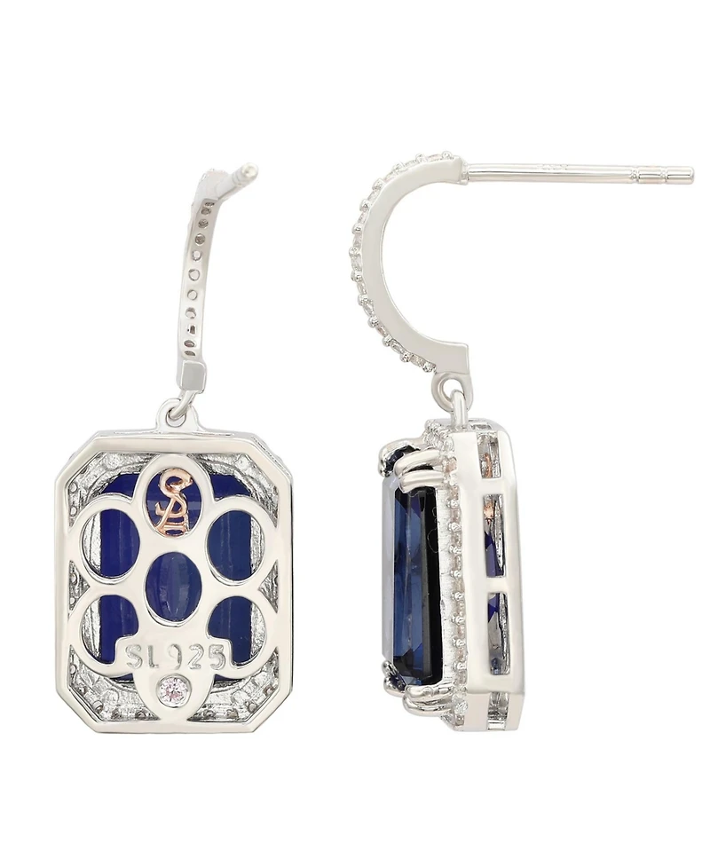 Suzy Levian Sterling Silver Cubic Zirconia Halo Dangling Earrings