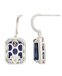 Suzy Levian Sterling Silver Cubic Zirconia Halo Dangling Earrings