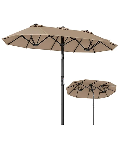Gymax Double-Sided Patio Umbrella w/Push Button Tilt Crank Handle 3 Air Vents for Pool