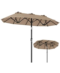 Gymax Double-Sided Patio Umbrella w/Push Button Tilt Crank Handle 3 Air Vents for Pool