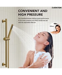 Everstrein Wall Mount Pressure-Balanced Shower System,10" Rainfall Head with Slider Bar Handheld Spray