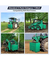 gaomon 3 Point Ballast Box Steel Tractor Attachment for Category 1, 800 lb Capacity with 2 I