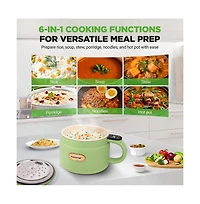 NutriChef 1.6L Portable Electric Rice Cooker with Non-Stick Ceramic Coating NC12BGREEN