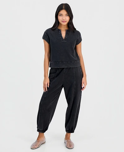 And Now This Petite French Terry Balloon-Leg Pants, Macy's Exclusive