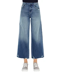 KanCan Women's Shelly High Rise Cropped Wide Leg Jeans