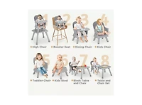 Kinder King 8-in-1 Baby High Chair Converts to Booster Seat and Kids Table Set with Removable Tray