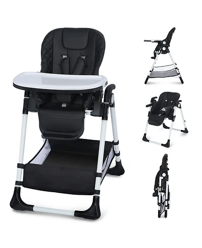 Kinder King Baby Convertible High Chair with Adjustable Height, Double Tray and Compact Fold,