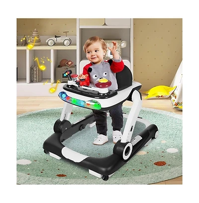 Kinder King 5-in-1 Baby Activity Walker with Music and Lights, Adjustable Height Safety Bumper