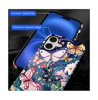Gonez Case for iPhone 16 Plus, 2-in-1 Dual-Layer Shockproof Protection, Colorful Flower Art Glossy