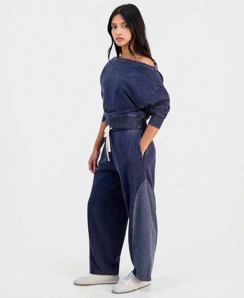 And Now This Petite French Terry Barrel-Leg Pants, Macy's Exclusive