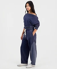 And Now This Petite French Terry Barrel-Leg Pants, Macy's Exclusive