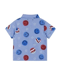 Andy & Evan Baby Boys Short Sleeve Patriotic Smile Seersucker Set