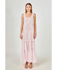 endless rose Women's Sequins Overlay Chiffon Maxi Dress
