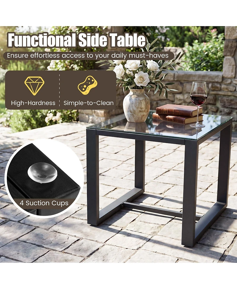 Gymax Furniture Set Patio Rattan Conversation for BalconyPorch Backyard Outdoor