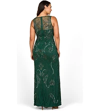 Lara Women's Beaded High Neckline Gown