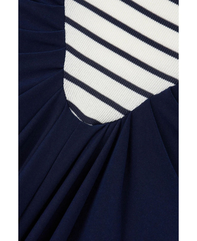 Nocturne Women's Stripe Draped Halter Neck Maxi Dress