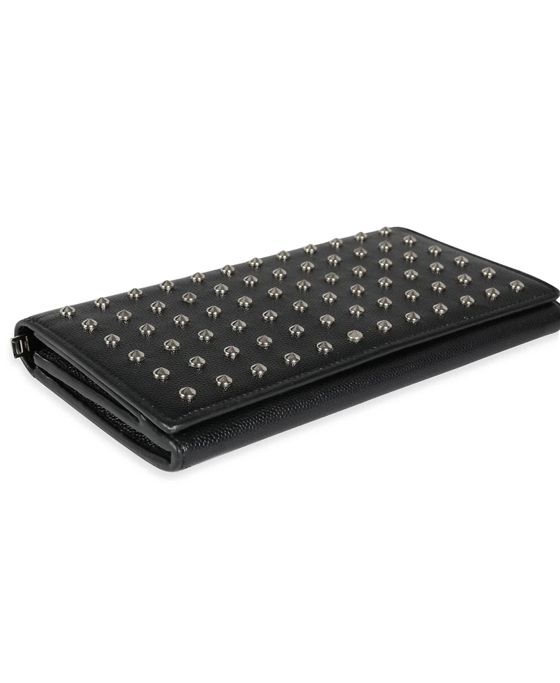 Pre-Owned Saint Laurent Black Grain De Poudre Leather Studded Classic Marquage Flap Wallet