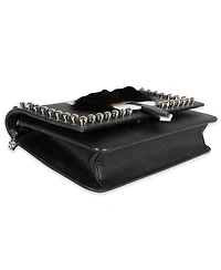 Pre-Owned Fendi Black Vitello Elite and Mink Studded Karlito Chain Wallet