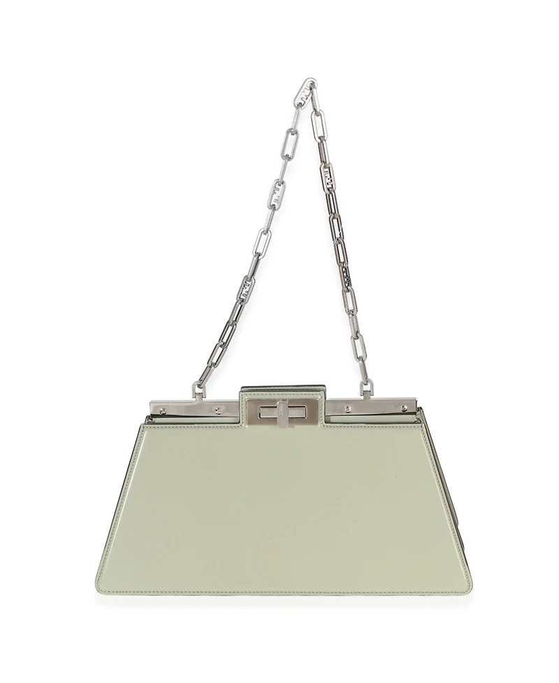 Pre-Owned Fendi Sage Patent Medium Peekaboo Cut Chain Shoulder Bag