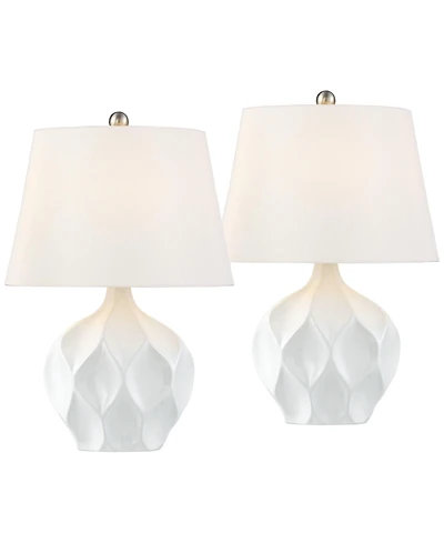 360 Lighting Dobbs 22 1/2" High Small Mid Century Modern Accent Table Lamps Set of 2 Ceramic Living Room Bedroom Nightstand
