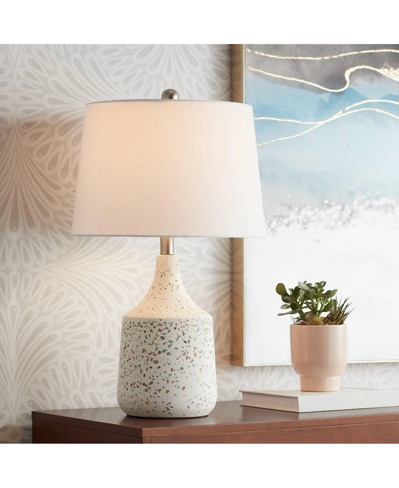 360 Lighting 23 1/2" High Small Modern Coastal Accent Table Lamp Terrazzo Marble Single Shade Living Room Bedroom