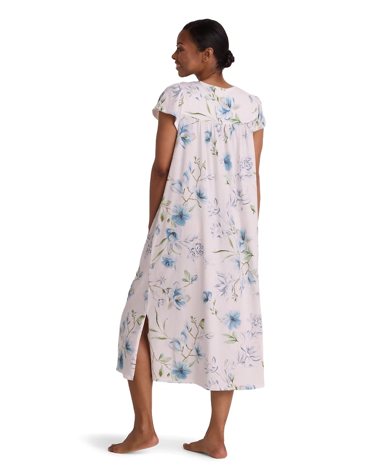 Miss Elaine Women's Short-Sleeve Square Neck Long Gown