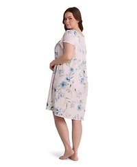 Miss Elaine Plus Short-Sleeve Printed Short Gown