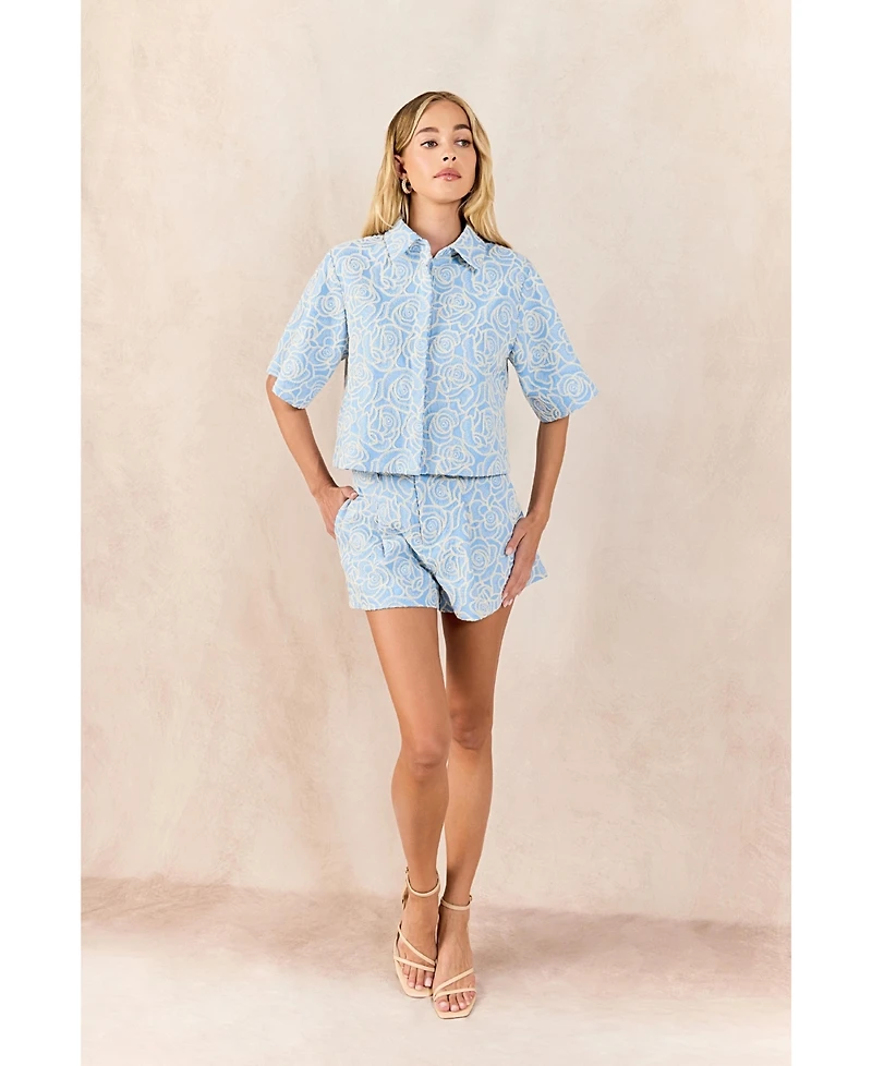 endless rose Women's Embroidred High Waisted Shorts