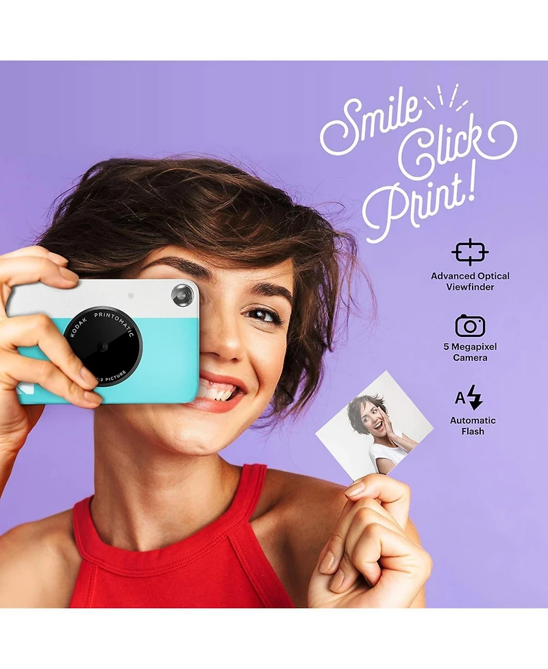 Kodak Printomatic Instant Print Camera Bundle with Soft Case and 20-Pack Zink Photo Paper