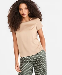 Emme Marella Women's Emmpanteon Boat Neck Satin Lightweight-Stretch Blouse