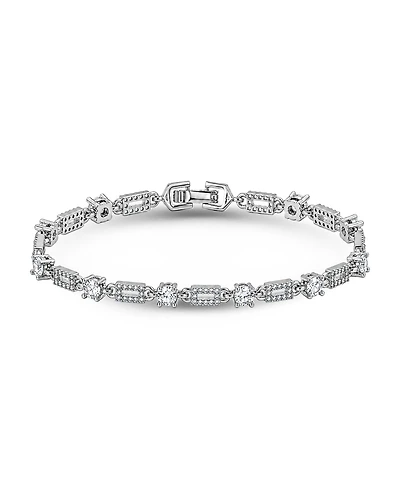 Macy's Cubic Zirconia Pave Rectangle Link Bracelet