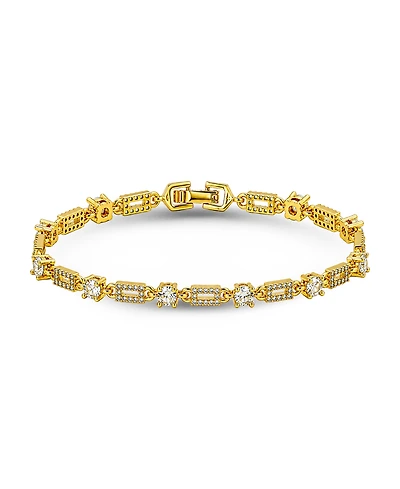 Macy's Cubic Zirconia Pave Rectangle Link Bracelet