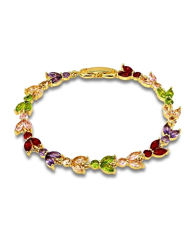 Macy's Marquise Cubic Zirconia Alternating Red, Pink, Green, Champagne, and Purple Stones Bracelet