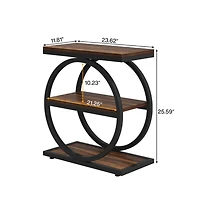 Slickblue Set of 2 Sofa Side Tables with 3 Tier Storage Shelves