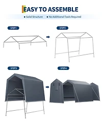 gaomon Portable Outdoor Storage Shed with Roll-Up Zipper Door, Mesh Vents and Pe Cover for Motorcycle, Firewood and Tools