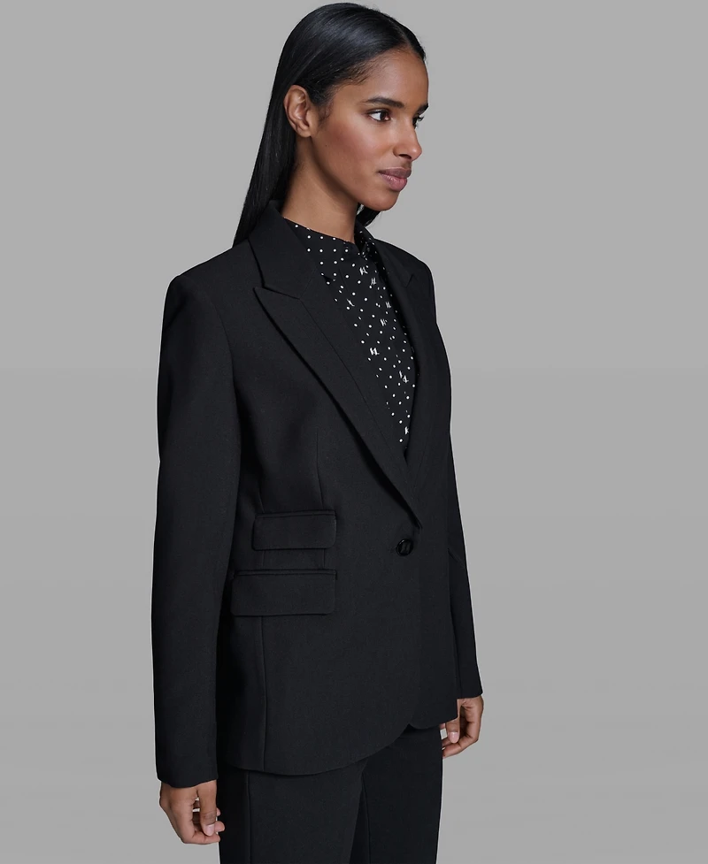 Karl Lagerfeld Women's Notched Lapel One Button Blazer
