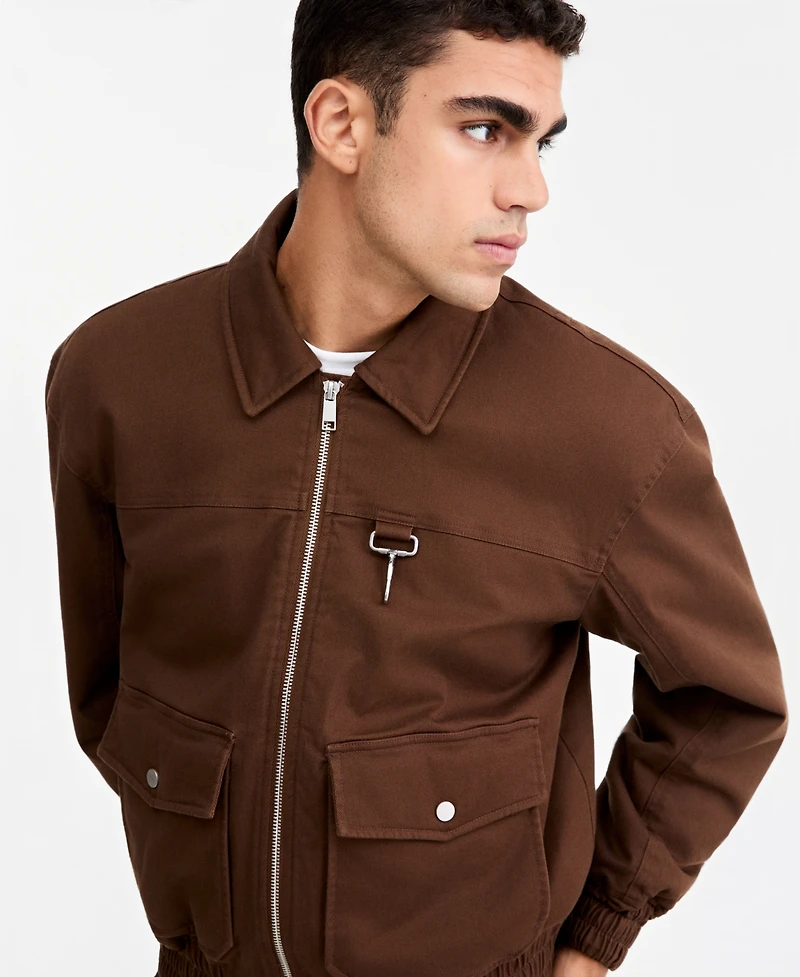 Mode of One Men's Flight Utilitarian Cotton-Blend Relaxed-Fit Bomber Jacket, Macy's Exclusive