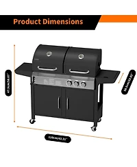 Xo 24000 Btu Propane + Charcoal Dual Fuel Grill Combo with Side Burner, for Backyard Patio, Outdoor Bbq