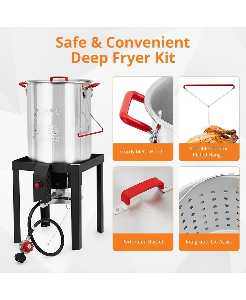 Xo 50000 Btu Propane Cooker Set, 30Qt Turkey Fryer and 10Qt Fish Fryer Combo for Camping