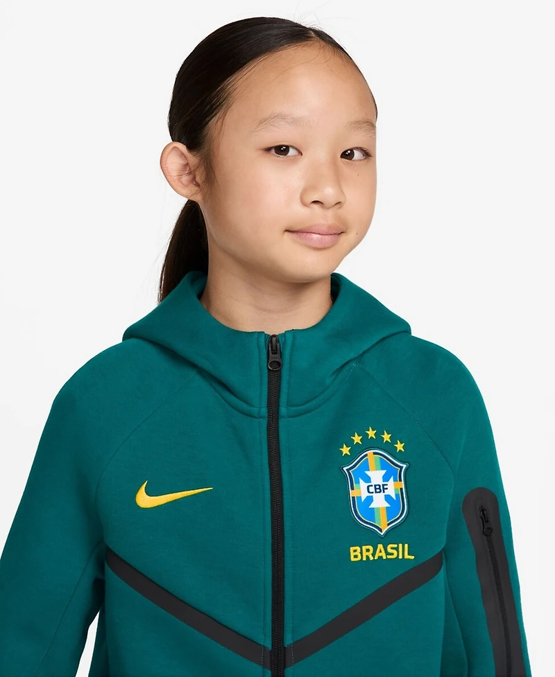 Nike Big Boys and Girls Green Brazil National Team Tech Fleece Full-Zip Hoodie