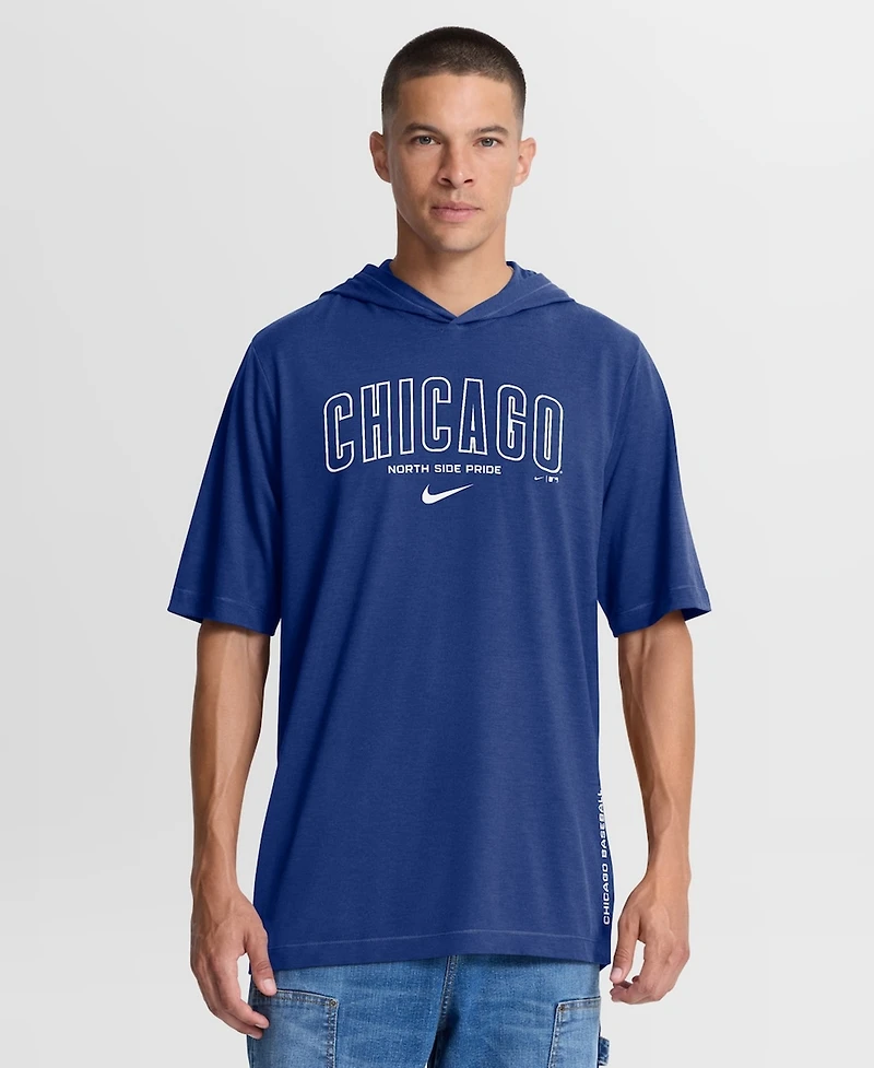 Nike Men's Royal Chicago Cubs Arched Wordmark Tri-Blend Hooded T-Shirt