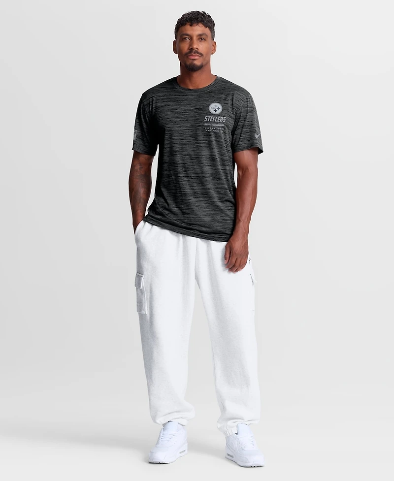 Nike Men's Black Pittsburgh Steelers Sideline Double Covered Dri-fit Velocity T-Shirt