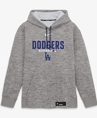 Nike Men's Heather Charcoal Los Angeles Dodgers Authentic Collection Therma-fit Hoodie
