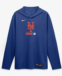 Nike Men's Royal New York Mets Authentic Collection Dri-fit Long Sleeve Hooded T-Shirt