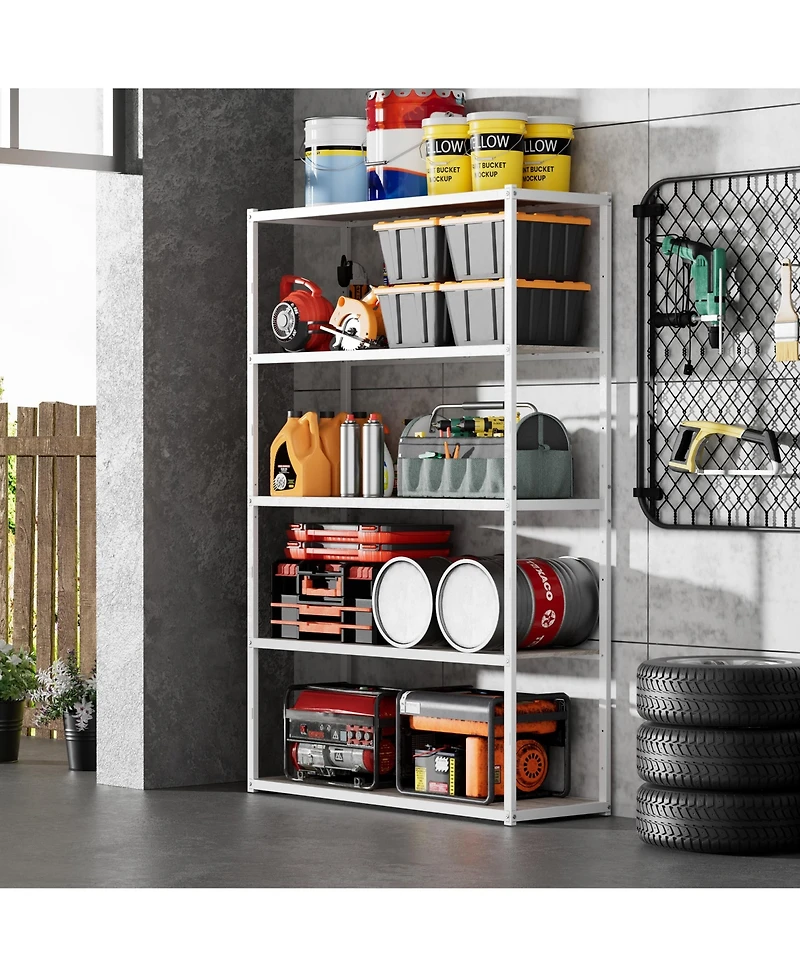 5-Shelf Heavy-Duty Adjustable Garage Storage Shelving, White (47.2 in. W x 71.1 in. H x 15.7 in. D