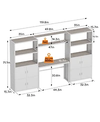 Heavy-Duty Garage Storage and Workstation System w/ Cabinets and Side Pegboards, White (120 in. W x 71 in. H x 16 in. D