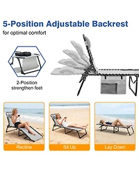 ECHTPeak Face Down Chaise Outdoor Recliner Chair, 5-Position Adjustable Sunbathing, with Faceand Arm Holes, for Pool, Beach, Patio, Lawn